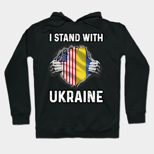 I Stand With Ukraine Two Hands Ripping Usa and Ukraine Hoodie